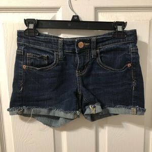 dark denim shorts